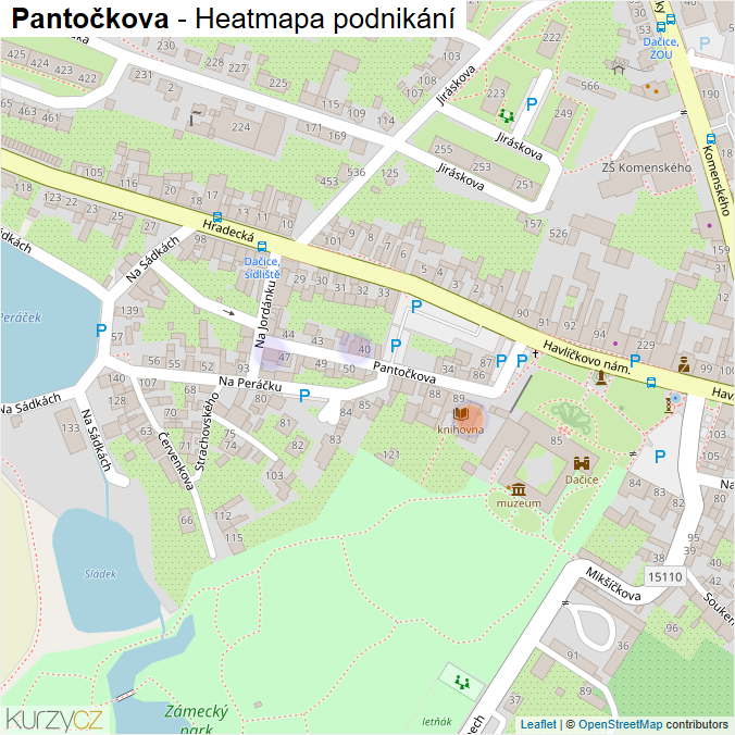 Mapa Pantočkova - Firmy v ulici.