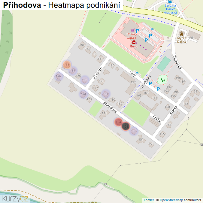 Mapa Příhodova - Firmy v ulici.