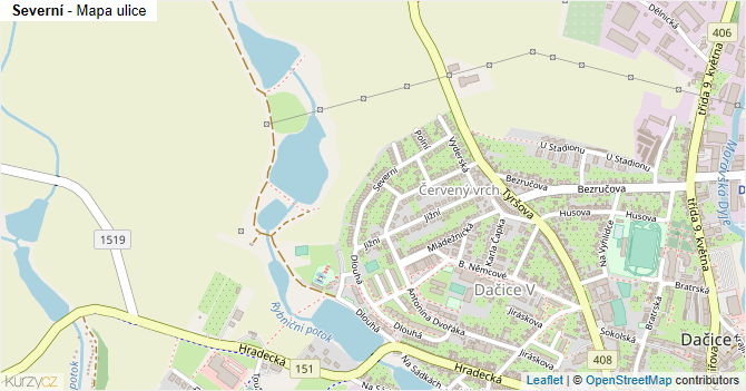 Severní - mapa ulice