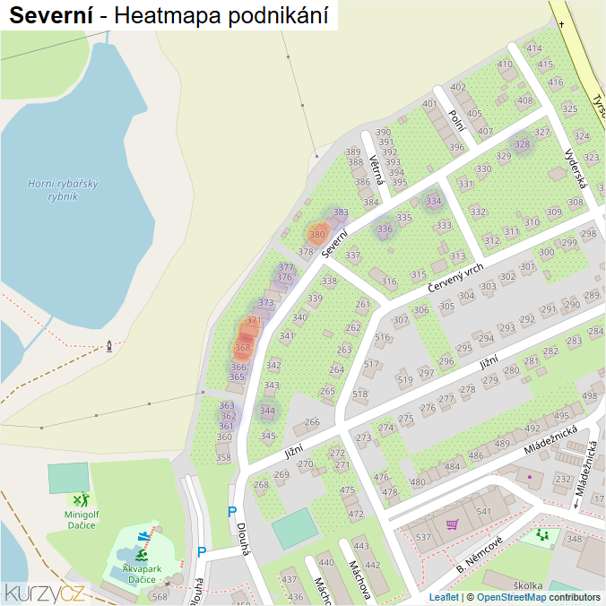 Mapa Severní - Firmy v ulici.