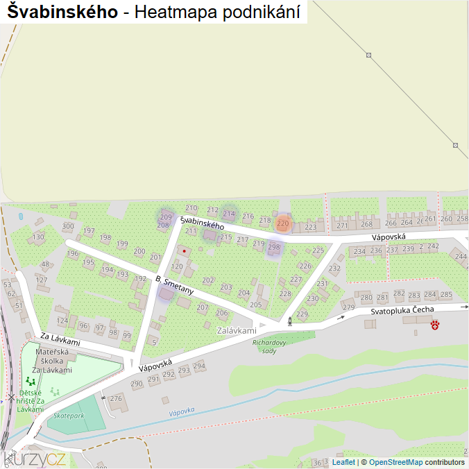 Mapa Švabinského - Firmy v ulici.