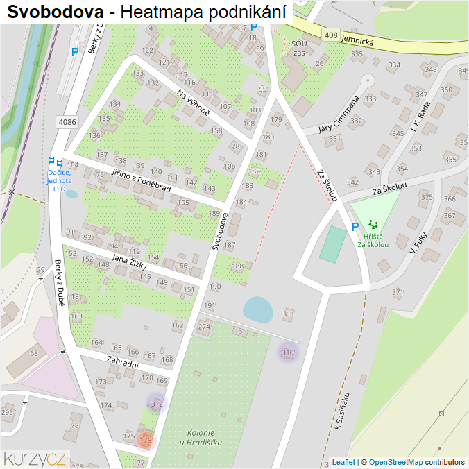 Mapa Svobodova - Firmy v ulici.
