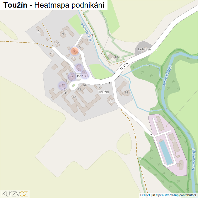 Mapa Toužín - Firmy v části obce.