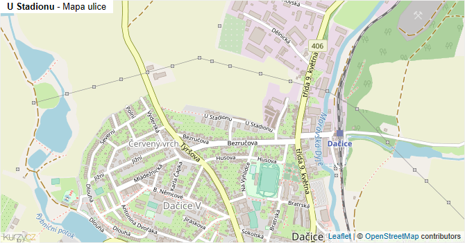 U Stadionu - mapa ulice
