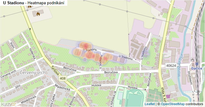 U Stadionu - mapa podnikání
