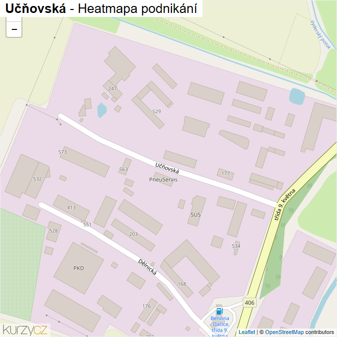 Mapa Učňovská - Firmy v ulici.