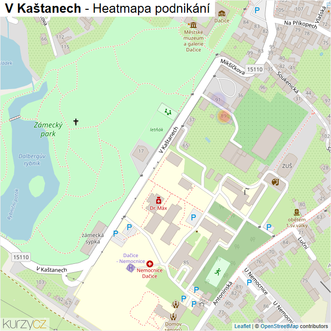 Mapa V Kaštanech - Firmy v ulici.