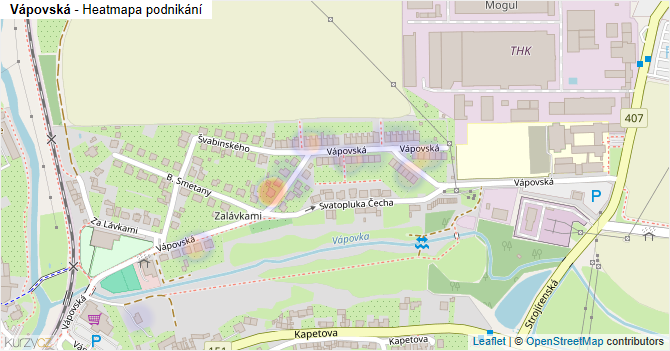 Vápovská - mapa podnikání
