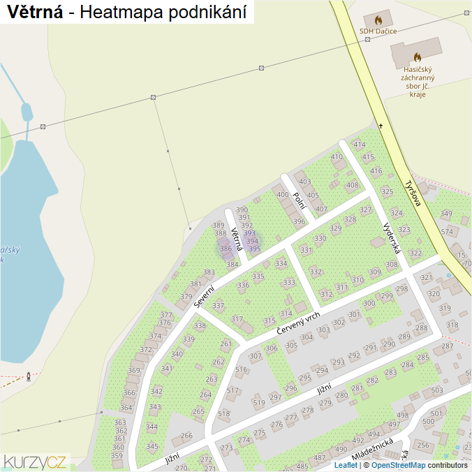 Mapa Větrná - Firmy v ulici.