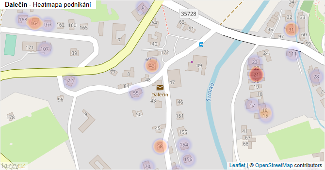 Dalečín - mapa podnikání