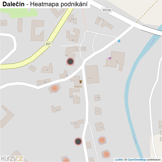 Mapa Dalečín - Firmy v obci.