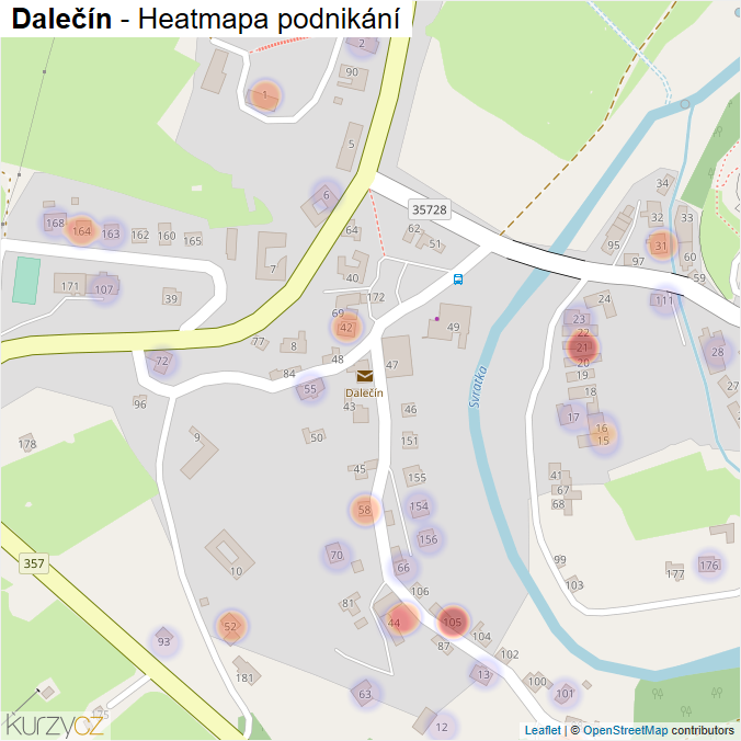 Mapa Dalečín - Firmy v části obce.