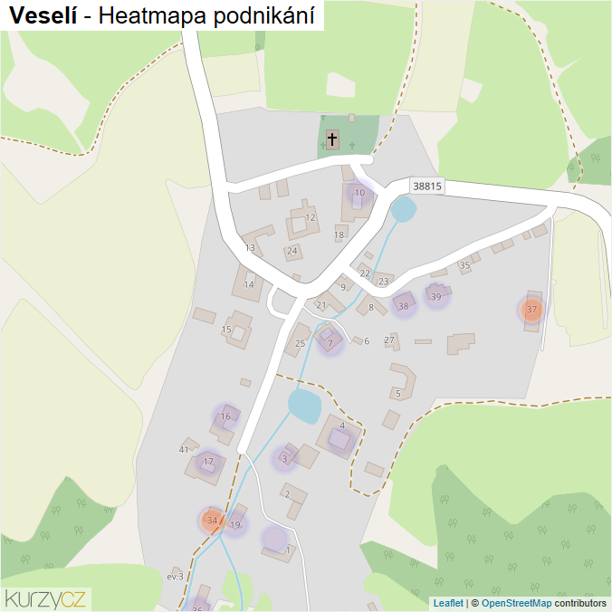 Mapa Veselí - Firmy v části obce.