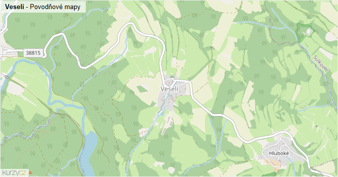 Veselí - záplavové mapy stoleté vody