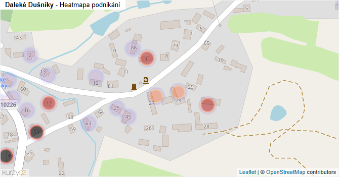 Daleké Dušníky - mapa podnikání