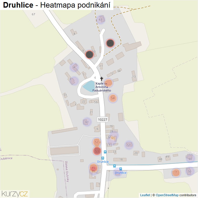 Mapa Druhlice - Firmy v části obce.