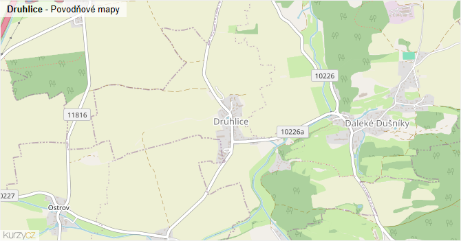 Druhlice - záplavové mapy stoleté vody