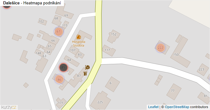 Dalešice - mapa podnikání