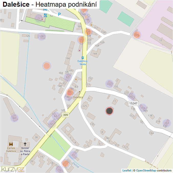 Mapa Dalešice - Firmy v části obce.