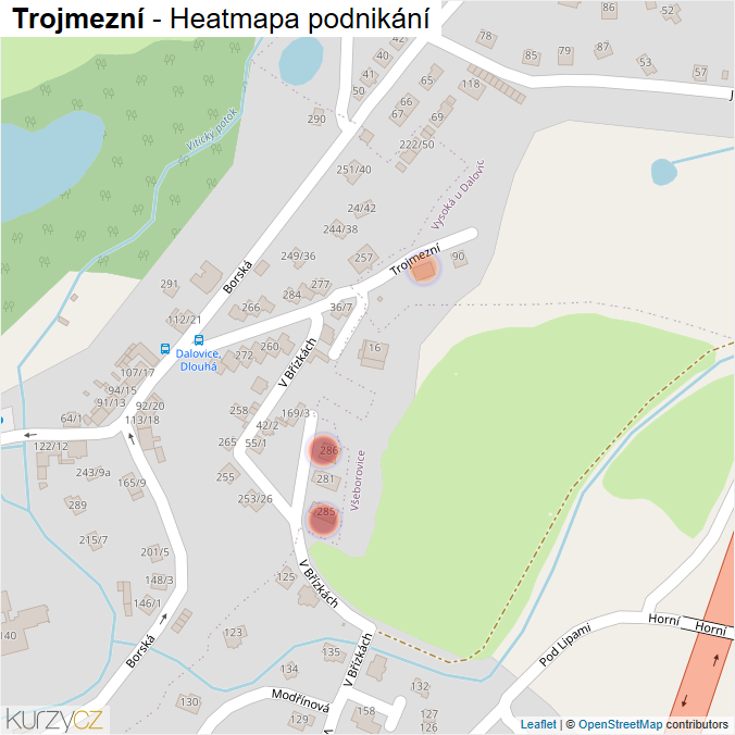 Mapa Trojmezní - Firmy v ulici.