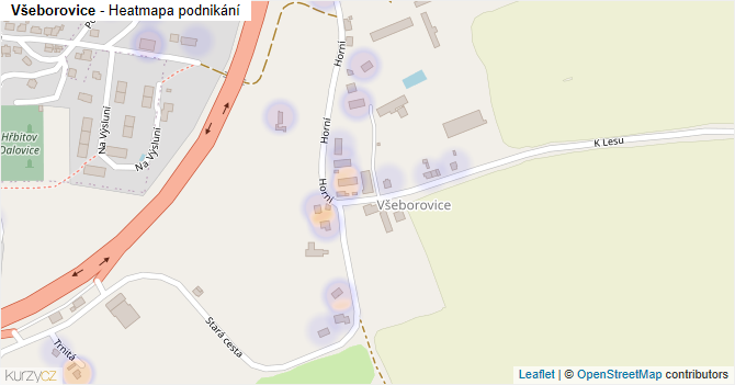 Všeborovice - mapa podnikání