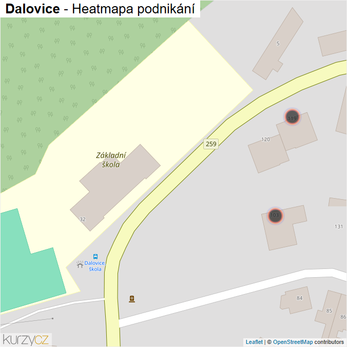 Mapa Dalovice - Firmy v obci.