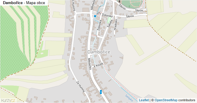 Dambořice - mapa obce