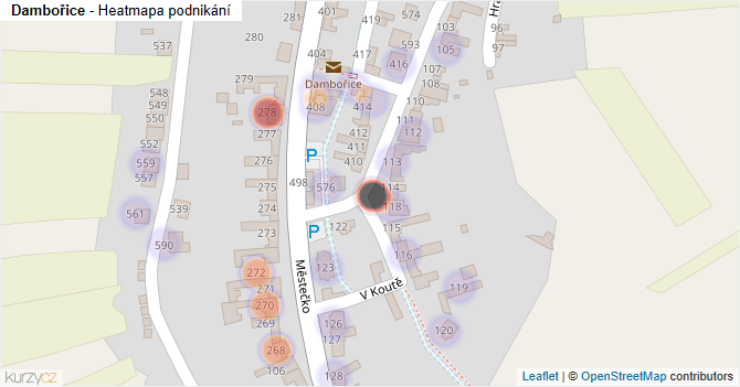 Dambořice - mapa podnikání