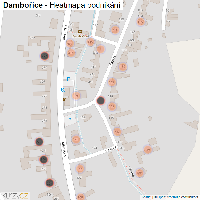 Mapa Dambořice - Firmy v obci.