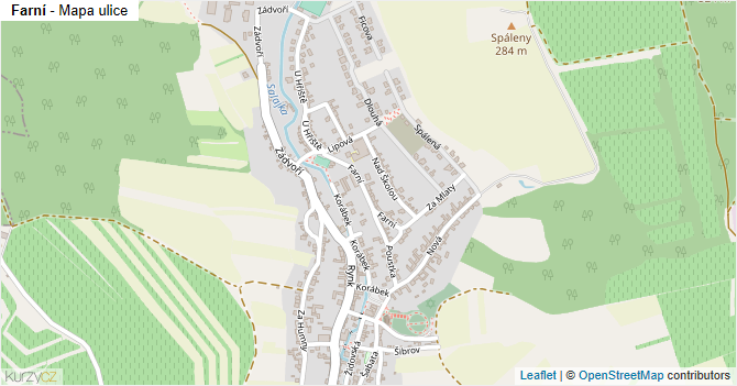 Farní - mapa ulice