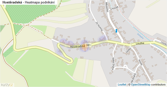 Hostěradská - mapa podnikání