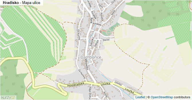 Hradisko - mapa ulice