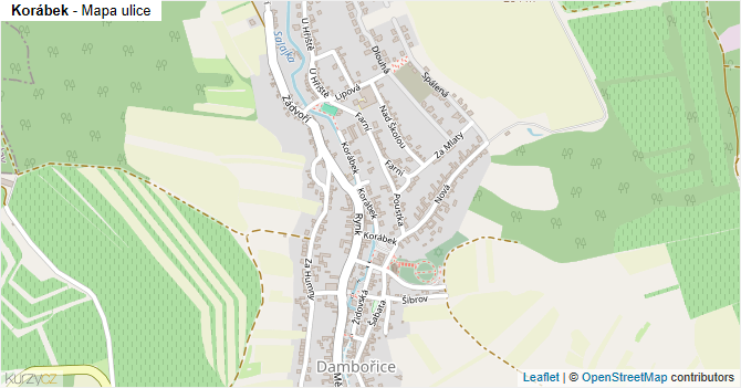 Korábek - mapa ulice