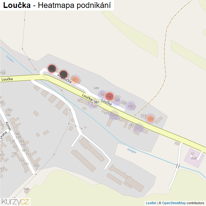 Mapa Loučka - Firmy v ulici.
