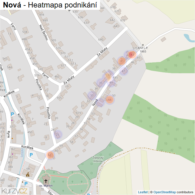 Mapa Nová - Firmy v ulici.