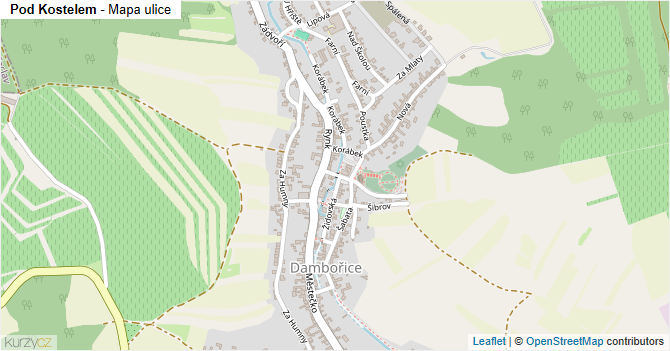 Pod Kostelem - mapa ulice