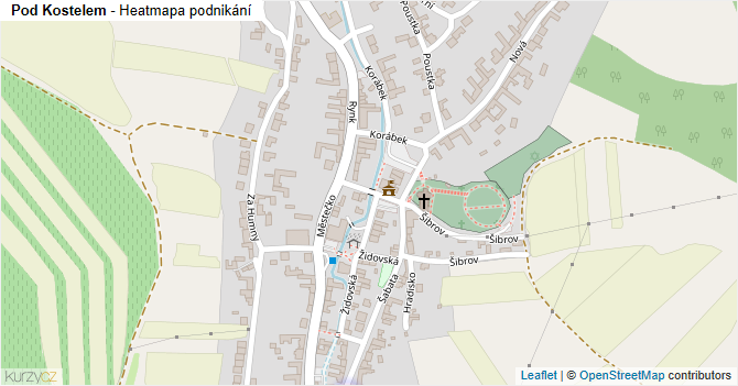 Pod Kostelem - mapa podnikání