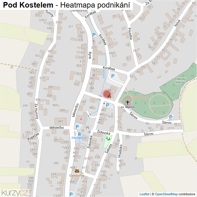 Mapa Pod Kostelem - Firmy v ulici.