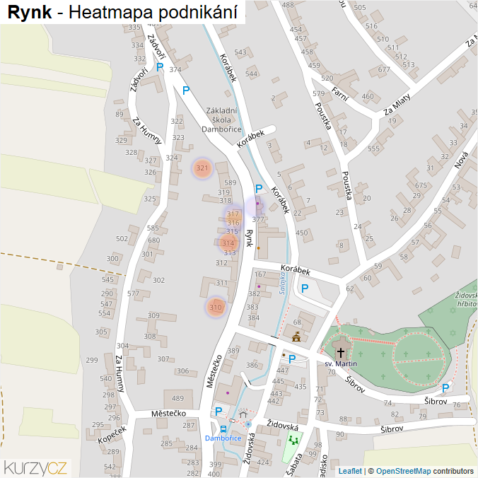 Mapa Rynk - Firmy v ulici.