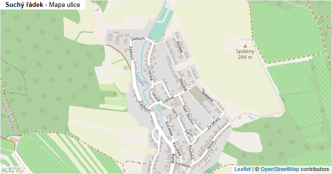 Suchý řádek - mapa ulice