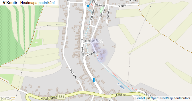 V Koutě - mapa podnikání