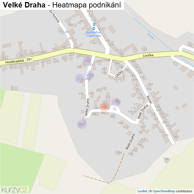 Mapa Velké Draha - Firmy v ulici.