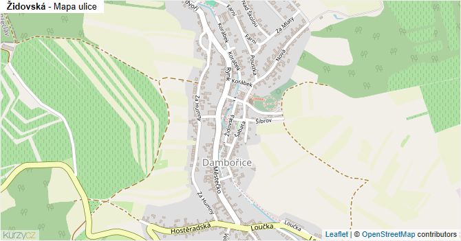 Židovská - mapa ulice