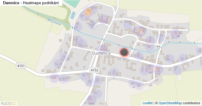 Damnice - mapa podnikání