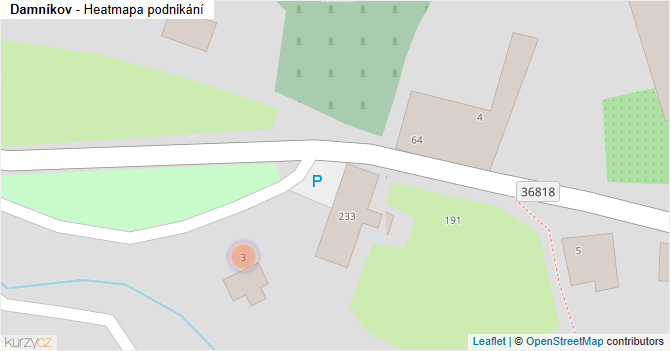 Damníkov - mapa podnikání
