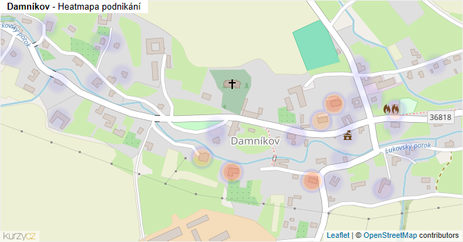 Damníkov - mapa podnikání