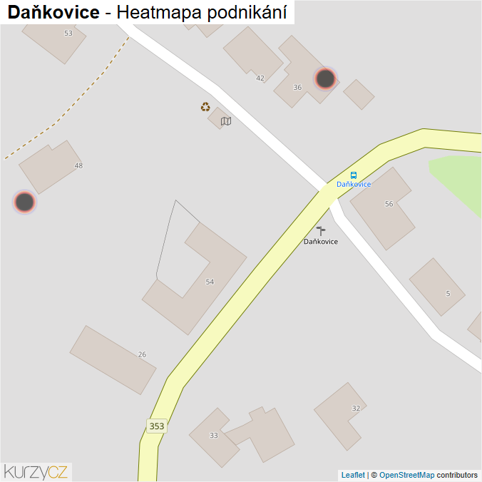 Mapa Daňkovice - Firmy v obci.