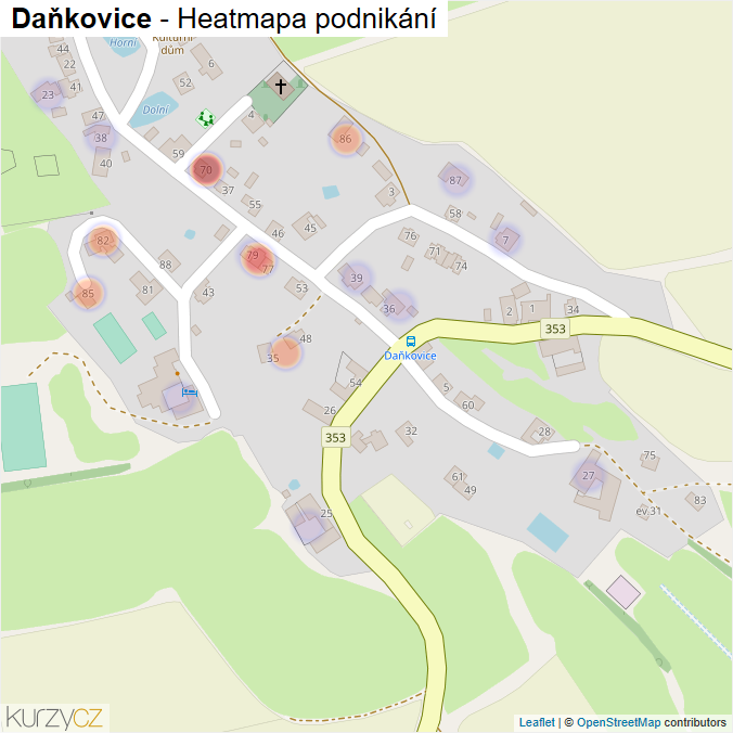 Mapa Daňkovice - Firmy v části obce.