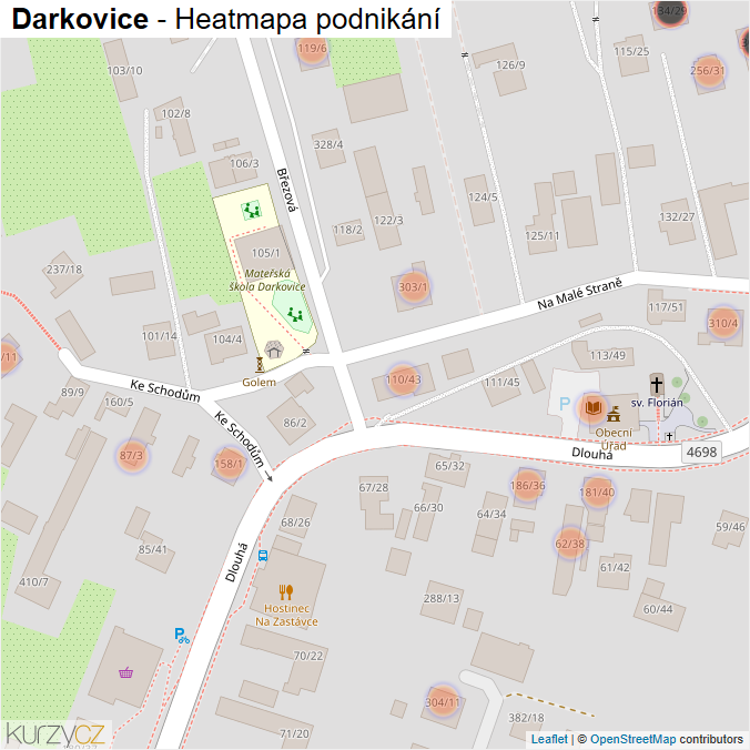 Mapa Darkovice - Firmy v obci.