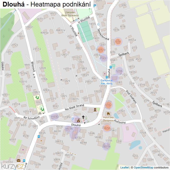 Mapa Dlouhá - Firmy v ulici.